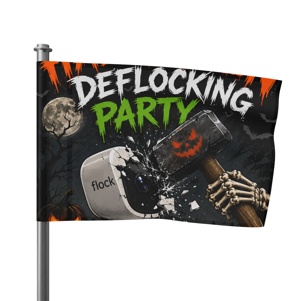 Deflocking Party Flag – Halloween Flock Removal Decor