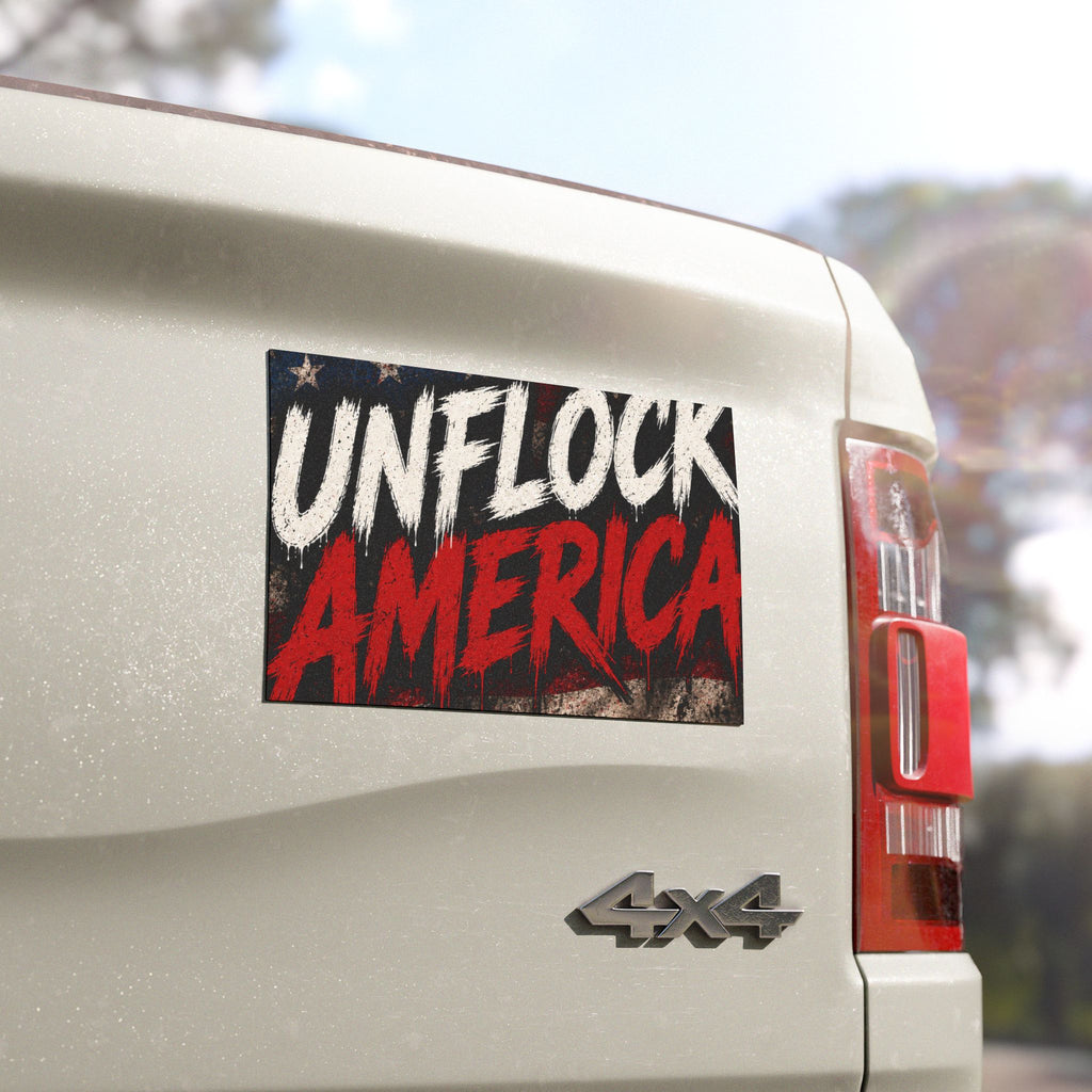Unflock America Car Magnet — Distressed American Flag Patriotic Sticker for Vehicles