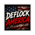 Square Sticker — "DEFLOCK AMERICA" Patriotic Distressed Flag Sticker