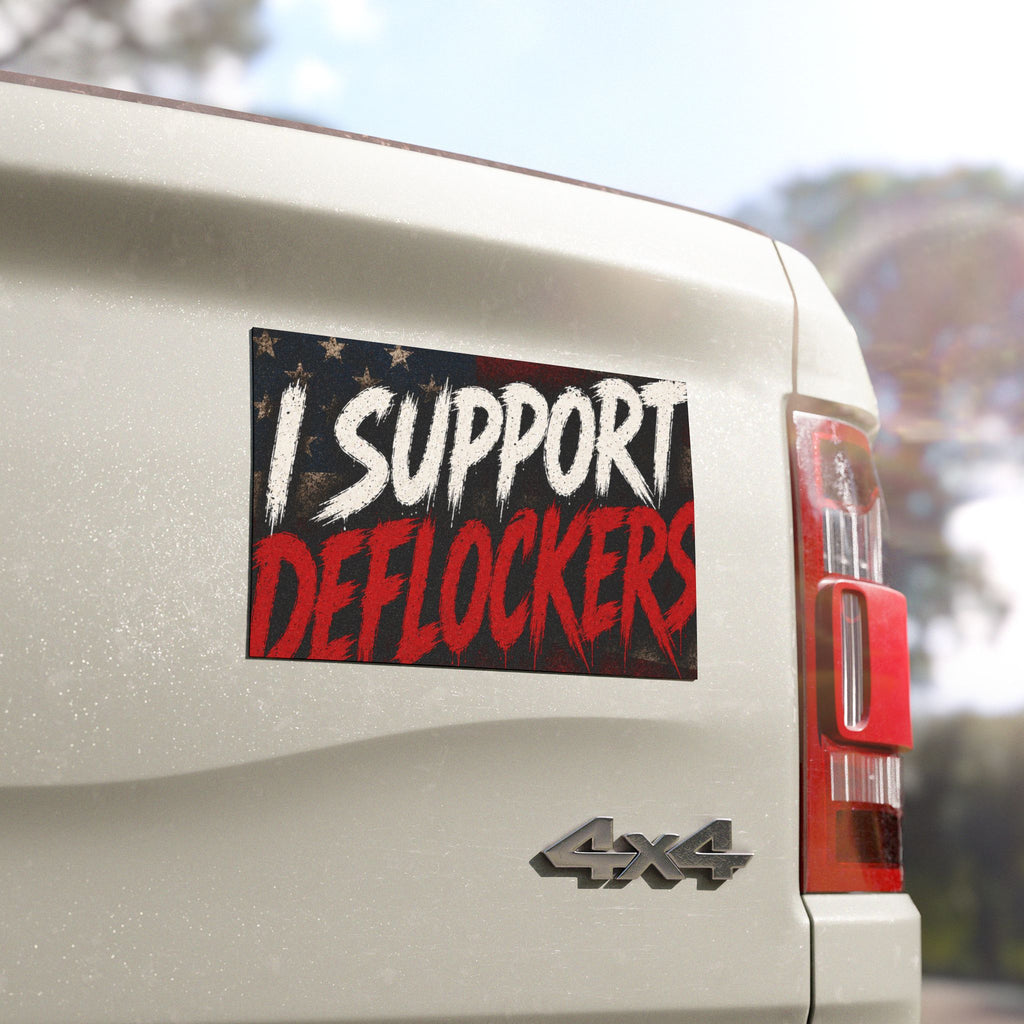 Car Magnet — "I Support Deflockers" Patriotic American Flag Sticker
