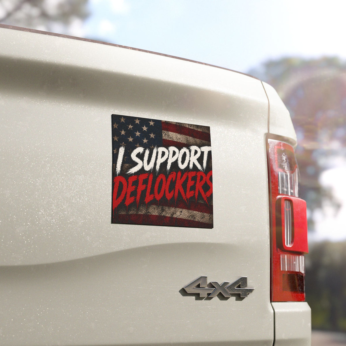 Car Magnet — "I Support Deflockers" Patriotic American Flag Sticker