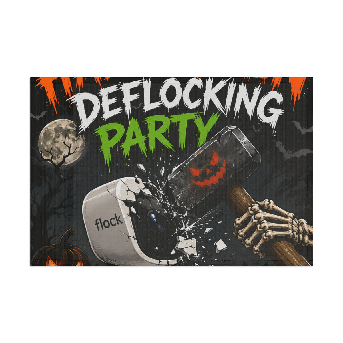 Deflocking Party Flag – Halloween Flock Removal Decor