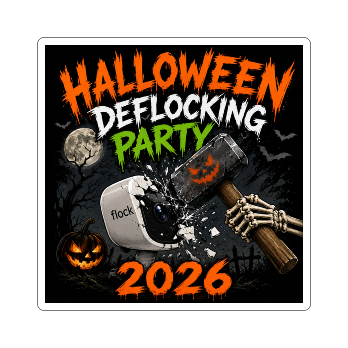 Halloween Deflocking Party 2026 Sticker